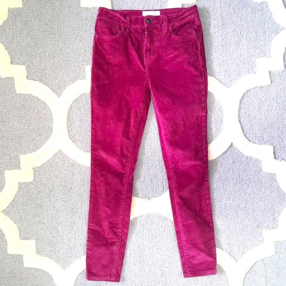 Current/Elliott High Waist Stiletto Cords In Aster Size 26 Magenta Crop Skinny - Picture 2 of 12